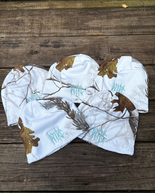 Camo Beanie- White / Ice Blue